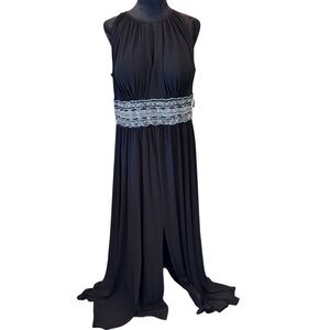 NWT R&M Richards Long Halter Dress With Rhinetone Waistline,size 16W,Party Event